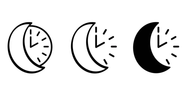 Reloj Despertador Luna Dibujos Animados Hora Dormir Ojo Cara Icono — Vector de stock
