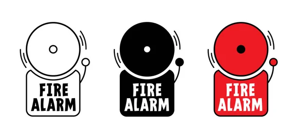 Alarma Roja Dibujos Animados Campana Fuego Anillo Alerta Fuego Advertencia — Archivo Imágenes Vectoriales