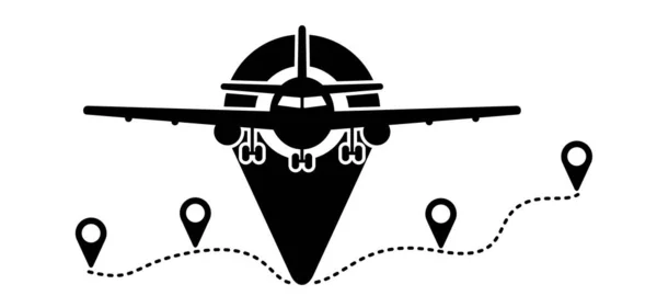 Soaring Air Plane Line Path Take Airplane Flight Route Start — Stockový vektor