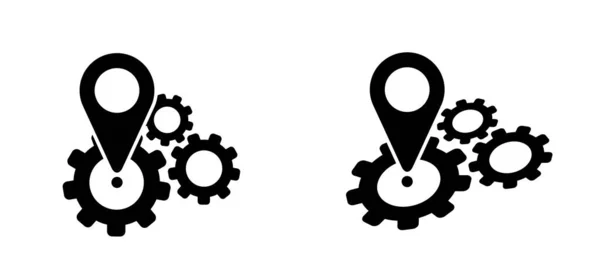 指针或圆点图标 齿轮位置标记标记 在多点之间打针 航行和旅行概念 Dotterd轨道 线条模式 点标记 — 图库矢量图片