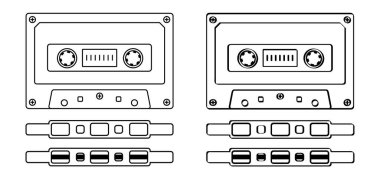 Çizgi film, plastik, eski ses kaydı kaseti. Teyp sembolü ya da simge çiziliyor. Retro müzik kaseti, 1970 'ler, 1980' ler tarzı. Bedava kopya için. 70 'lerden, 80' lerden, 90 'lardan kalma müzik kayıtları, karışık kasetler..