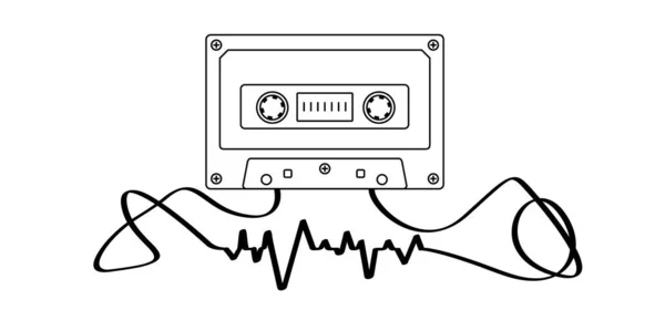 Caricatura Plástico Viejo Casete Grabación Audio Dibujo Cinta Casete Pulso — Archivo Imágenes Vectoriales