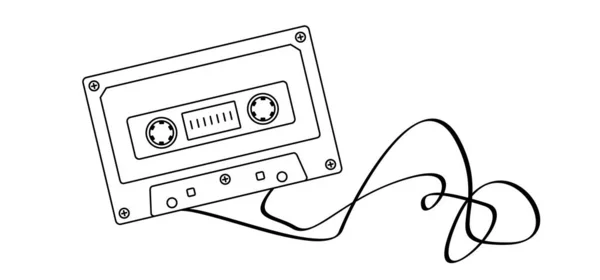 Caricatura Plástico Viejo Casete Grabación Audio Dibujo Cinta Casete Símbolo — Archivo Imágenes Vectoriales