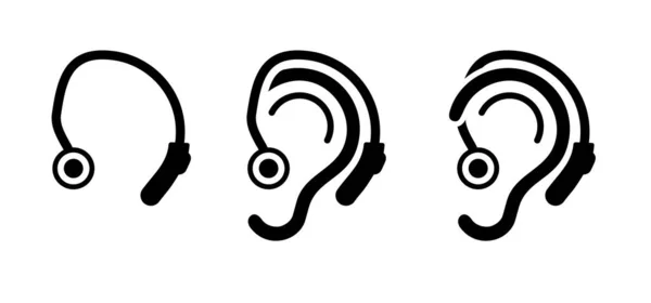 卡通助听器的聋人可编辑 耳塞图标 沉默或抑制噪音 耳朵塞子 插头的医疗问题 听扩音器图标重听图标 — 图库矢量图片