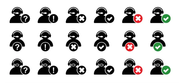 Cartoon Help Desk Ikone Kundendienst Piktogramm Kopfhörer Für Support Oder — Stockvektor