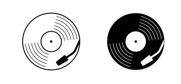 Kreslený Vinyl Nebo Symbol Ikony Symbol Retro Vinylové Album Starej — Stockový vektor