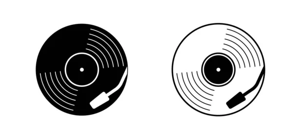 Kreslený Vinyl Nebo Symbol Ikony Symbol Retro Vinylové Album Starej — Stockový vektor