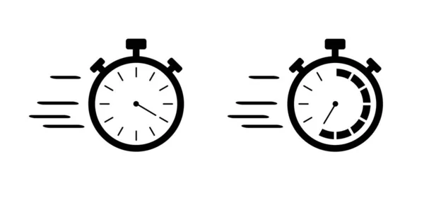 快速计时器图标 递送标志 送货图标 定时器符号 指南针 时钟符号 时间过得真快管理 截止日期概念 — 图库矢量图片