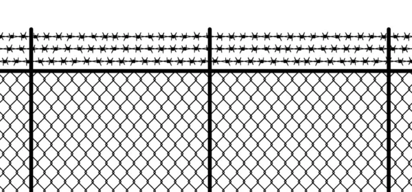 Ατσάλινη Αλυσίδα Αγκαθωτό Σύρμα Αλυσοδεμένος Φράχτης Σχέδιο Φράχτη Ασφαλείας Απρόσκοπτη — Διανυσματικό Αρχείο