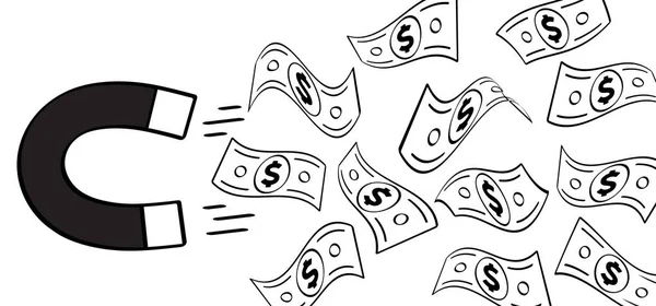 Магнитные Бумажных Денег Значок Логотип Векторный Доллар Денежные Купюры Деньги — стоковый вектор