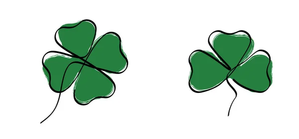 Τριφύλλια Φεύγουν Λουλούδι Τρία Τετράφυλλα Τριφύλλια Τυχερή Μέρα Αγάπης Ιρλανδικό — Διανυσματικό Αρχείο