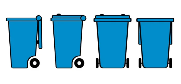 Mavi Tekerlekli Çöp Kutusu Çöp Torbası Konteynır Çöp Kutusu Çöp — Stok Vektör