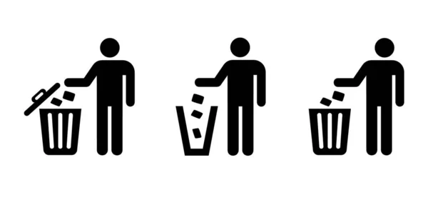 Desenho Desenhos Animados Stickman Vara Figuras Homem Com Cesta Lixo —  Vetores de Stock
