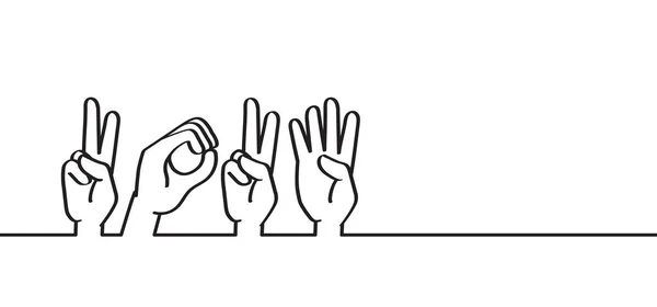 Drawing Cartoon Deaf Sign Language 2024 Deafness Cartoon Gestures Hand — Stock Vector