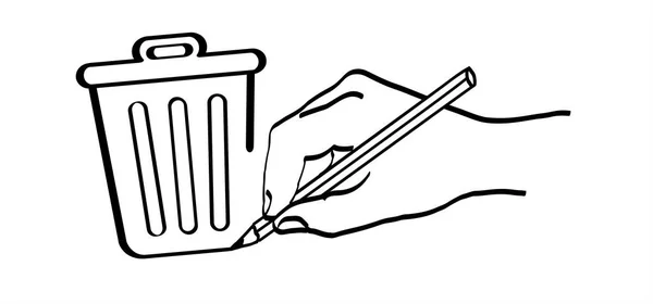 Dustbin Drawing Litter Basket Litterbin Clean Trashcan Waste Bin Cleaning — Vetor de Stock