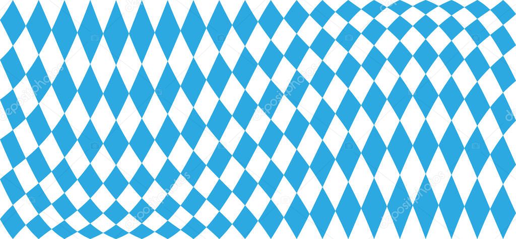 Oktoberfest party, Germany. Cyan bavaria with blue square, argyle, bavarian pattern. Vector sign. October fest. Fabric tablecloth with bavaria state flag. Oktoberfest party. Beer festivale. Holiday.