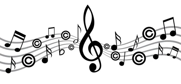 Copyright Letra Direito Primeira Publicação Copiar Símbolo Direito Nota Musical — Vetor de Stock