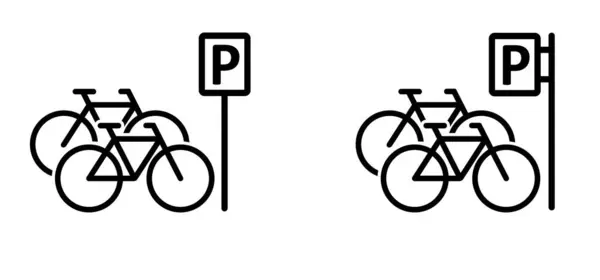 Parkeren Pin Locatie Logo Brief Parkeersymbool Fietslijn Patroon Banner Voertuig — Stockvector