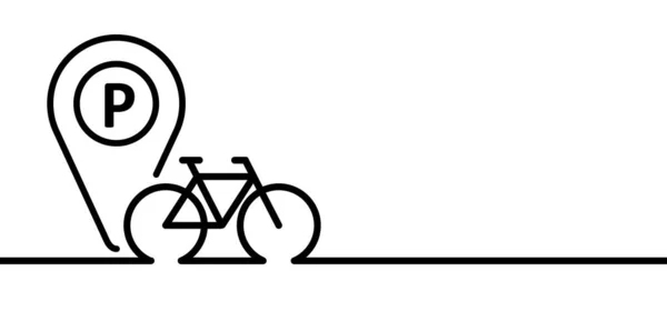 駐車場 ピンロゴ 手紙P駐車シンボル サイクリングラインパターンバナー 世界自転車デーレースツアー サイクリストのロゴサイン サイクリングシンボル ベクターバイク マウンテンバイカー ツーリングルート — ストックベクタ
