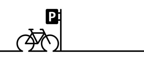 Parkeren Pin Locatie Logo Brief Parkeersymbool Fietslijn Patroon Banner Voertuig — Stockvector