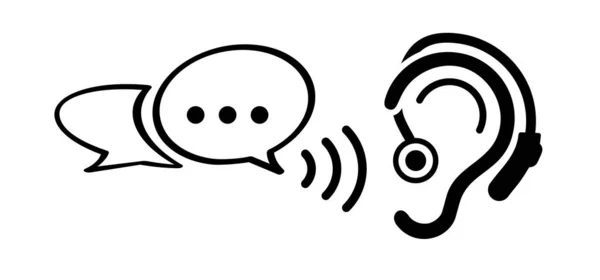Kemény Hallókészülék Siketek Számára Aktív Hallgatás Hallgassatok Egymásra Vagy Másokra — Stock Vector