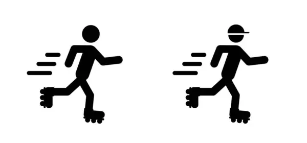 Cartoon Rijden Rolschaatsen Straat Park Icoon Rolschaatsen Daden Van Schaatsen — Stockvector