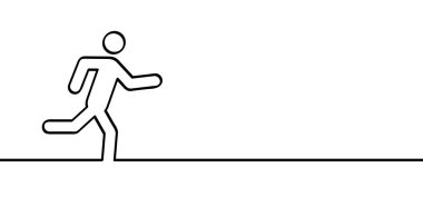Çizgi film işadamı çizgi roman ikonu. Hızlı, çabuk, işe ya da okula geç kalmış. Koşucu levhası. İlgili olmak için. Çizgi filmdeki stickman ya da baston adam. Yaz sporları. Spor eğitim rotası.