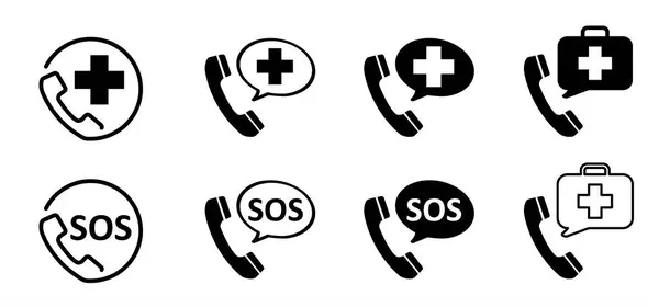 Acil bir durumda, doktor ya da ambulans çağırın. İlaç ve sağlık. Tıp ve sağlık hizmetleri, tıbbi destek kavramı. 112 numara ya da 911. Telefon rehberliği tabelası. Tıbbi yardım ikonu. Hastane, yardım hattı.