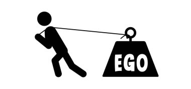 Ağırlık çeken, tacı olan bencil bir adam, slogan budur. Adam büyük bir yük çekiyor. İlgi çekmek, bencil ya da narsist bir kişilik. Bencillik, narsizm konsepti. Dikkati çek.