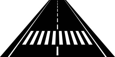 Trafik, şehir caddesinde zebra çizgileri var. Yaya geçidi ikonu. Yaya geçidi deseni. Zebra ikonu. Yol şeritleri ya da uçaklar. Araba yolundaki yaya geçidi şeritlerinin üst görüntüsü. siyah asfalt yüzeyi.