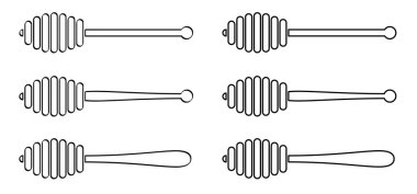Tahta bal çubuğu, bal aygırı. Sağlıklı gıda ve diyet konsepti. Bal kaşığı logosu ya da ikonu. Arı kovanından, bal peteği.