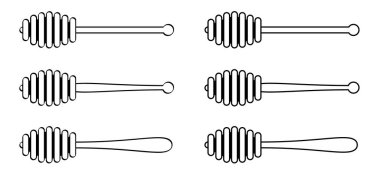 Tahta bal çubuğu, bal aygırı. Sağlıklı gıda ve diyet konsepti. Bal kaşığı logosu ya da ikonu. Arı kovanından, bal peteği.