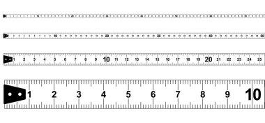 Sarı mezura. Bant hattı çalışıyor. mezura, cetvel ölçümü. Milimetre, santimetre, metre. Metrik cetvel mm, cm veya m ölçeğinde. Okul ekipmanları ikonu. Araç işareti