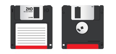 Cartoon disk floppy line pattern. Diskette or floppy disk is a storage medium used for data storage in a computer or pc. floppy disks of 1.44 MB or 720 kb (3.5 inch diskettes). ms dos format. clipart