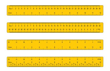 Milimetre cinsinden, santimetre cinsinden bir cetvel ızgarası. Metal cetveller mm, cm, m ölçeği. Cetvel ölçeği için ölçü çubuklarını ölçen metrik birimler. Sarı mezura. Okul araçları.