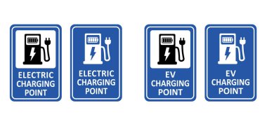 Her şarj konnektörü. Pompa istasyonu, araba ya da kablo prizleri. Batarya, elektrikli araç şarj istasyonu noktası. Araç prizleri ve prizler elektrikli arabalar için. Yükleme seviyesi yükleniyor