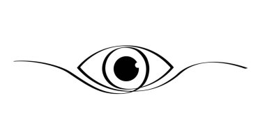 Çizgi film açık göz deseni. İnsan gözü simgesi ya da logo. Gülümse ve imzala. Göz kapağı, yüz sembolü. Emoji ve bakıyor. Vizyon gözleri. Çizgi çizimi