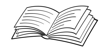 Çizgi roman açık kitap ve sayfalar. Eğitim konsepti. Çizgi çizme. Açık kitap tabelası. Kitapçı logosu. Uçan sayfalar. Dünya Kitap Günü.