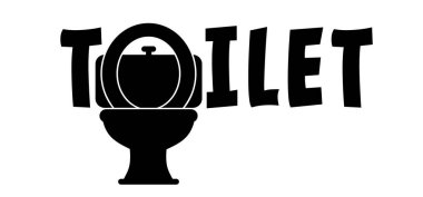 Slogan tuvaleti. Kadın ve erkeğin işemesi için tuvalet ya da tuvalet. Komik vektör WC pictogram simgesi ya da işaret. Dünya tuvalet günü. İyi bir fikir..
