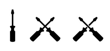 Çapraz konum, tornavida hazır. Tornavida aletleri. Onarım ve yenileme konsepti. Atölye, montaj aleti. Servis alet çantası ya da alet çantası için. El aleti. Geçiş.