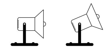 Sahne veya platform fotostudio lambası. Spot ışığı (tavan) rayda. Beyaz küplü fener ışığı. Sahne ışıkları. Vektör fotoğraf stüdyosu flaşları. Çizgi film lambaları. Tiyatro kalitesi ampulü.