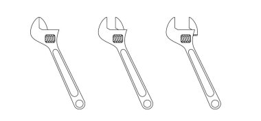 Çizgi film anahtarı, ayarlanabilir anahtar ya da ayarlanabilir gerilim cihazı. Tamirat için tamirci aletleri. Borular, bakım ve onarım. El işi aleti. İş aletleri. Otomatik Tamirci anahtarı. Ayarlanabilir anahtar.