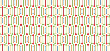 Çizgi film DNA dizisi, çift sarmal çizgi. RNA gen kromozom elementleri, tıbbi atom hücresi. DNA moleküllü tıbbi biyokimya kavramı. Analiz test araçları. 