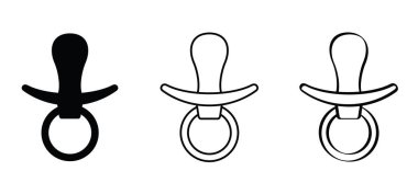 Bebek için çizgi film emziği. Yavru kukla, daha sakin ya da daha gergin. Bebek sembolü. Kız ya da erkek çocuk emziği ikonu. Çizgi deseni.