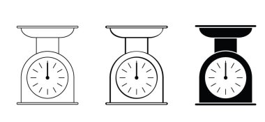 cartoon libra kitchen tools. Analog scales. Measuring scale with bowl. Analog weight scale. weight icon or symbol. Kitchenware clipart