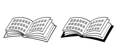 Cartoon read braille books. Blind braille for reading a book. World braille day 4th january 4. Blindness language, letter visual braille code or alphabet text. Dots Reading touchinghand finger. clipart