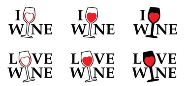 Slogan: Şarabı severim. Şarap kadehi ve aşk kalbi. Şarap kadehi aşkı yükleniyor. Aşk Yüreği Ayı ya da Sevgililer Günü, Sevgililer Günü İyonu 14 Şubat. Romantik araçlar