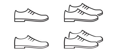 Çizgi filmciler ya da erkek ayakkabıları. Ayakkabı ikonu. Spor ayakkabı ya da koşu ayakkabısı. Spor ayakkabı tabelası. Hat düzeni. Ayak izleri ya da ayak izleri için. Düz adımlar. Ayakkabı araçları.