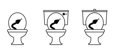 Caution check for snakes in the toilet or wc ! Stop, no snake. Warning, Prohibition sign. Tropical wildlife reptiles. Poisoned serpents. Reptile snake. Attention venomous snake. Beware of snakes. clipart