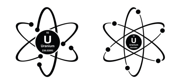 Уран, символ U, атомный номер 92. Периодическая таблица элементов. Радиоактивными элементами являются уран, радий, полоний и тория. Опасная радиация. Токсичные вещества. Атомная масса и вес.